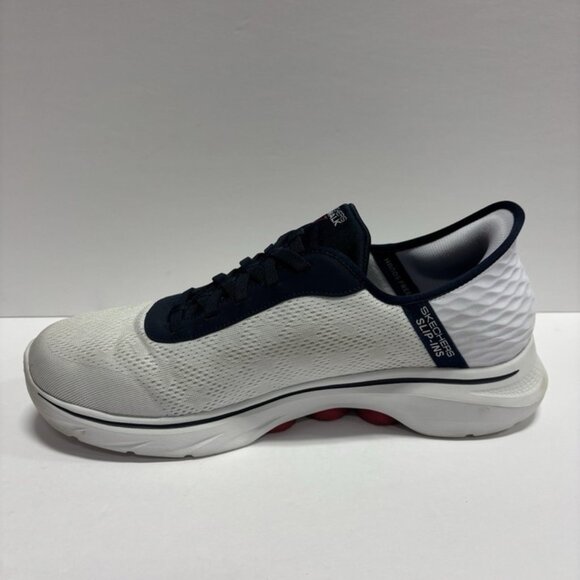 Skechers Men’s Go Walk 7, White/Navy Slip-On Sneakers, Size 11 M main image 4